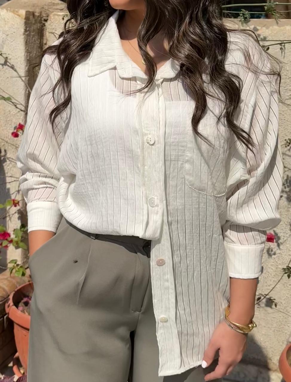 Over sized striped shirt - Image 2